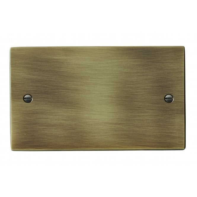 Hamilton Double Blanking Plate 2 Gang, Antique Brass