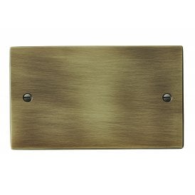 Hamilton Double Blanking Plate 2 Gang, Antique Brass