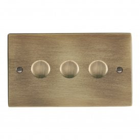 Hamilton Resistive Push On/Off Rotary Dimmers, Antique Brass, 100W
