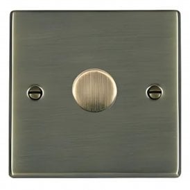 Hamilton Single 2 Way Leading Edge Push On/Off Resistive Dimmer, Antique Brass, 100W