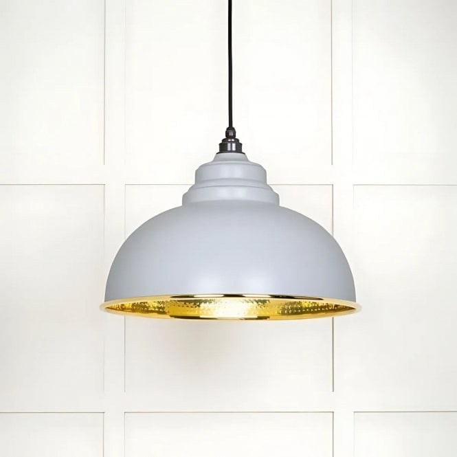 Hammered Brass Harborne Pendant Light in Birch
