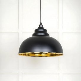 Hammered Brass Harborne Pendant Light in Elan Black