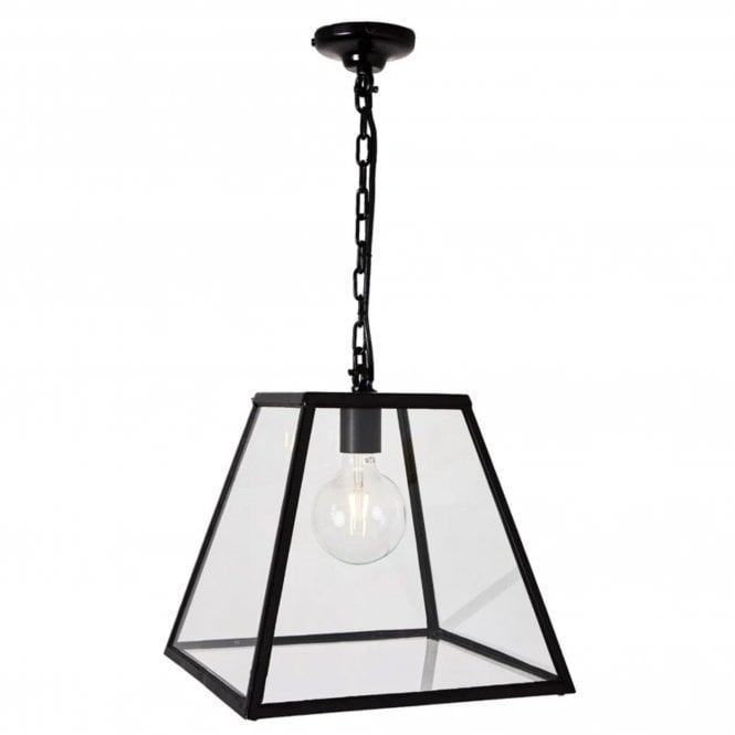  Contemporary Large Hanging Lantern Black E27 370mm