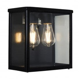 Harte Outdoor Lighting Contemporary Square Flush Wall Light Black Double E27 290mm