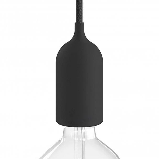  Outdoor Pendant Lamp Black IP65 E27 with 5m Textile Cable