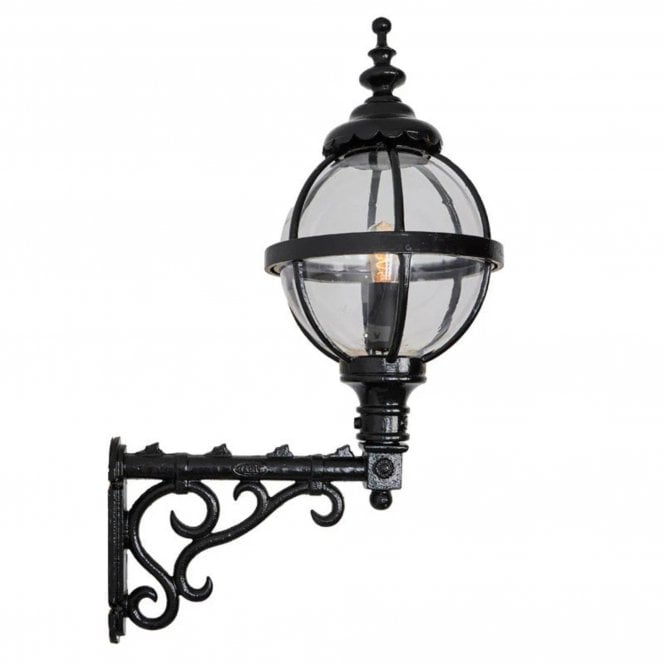  Victorian Globe Wall Light Black E27 1050mm