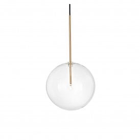 Ideal Lux Equinoxe sp1 d25 Pendant Light, Clear Glass & Brass