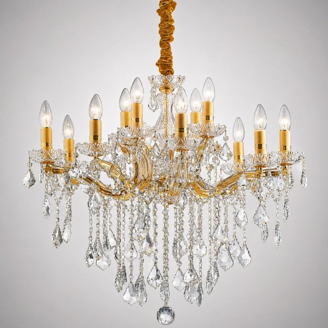 Ideal Lux Florian SP12 Gold Crystal Chandelier 12 Light 720mm