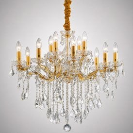 Ideal Lux Florian SP12 Gold Crystal Chandelier 12 Light 720mm
