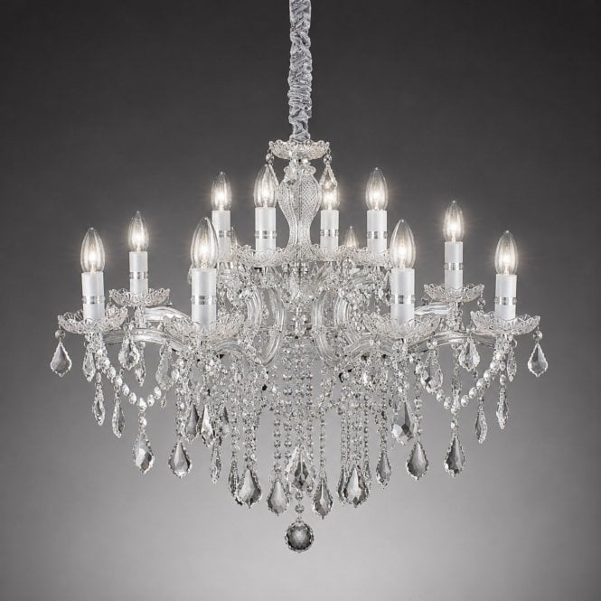Ideal Lux Florian SP12 Silver Crystal Chandelier 12 Light 720mm
