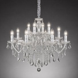 Ideal Lux Florian SP12 Silver Crystal Chandelier 12 Light 720mm