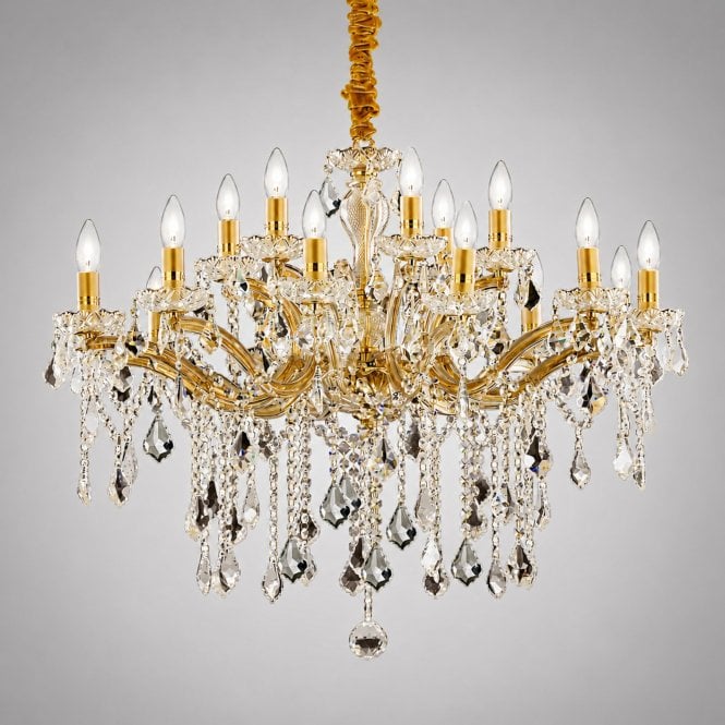 Ideal Lux Florian SP18 Gold Crystal Chandelier 18 Light 860mm