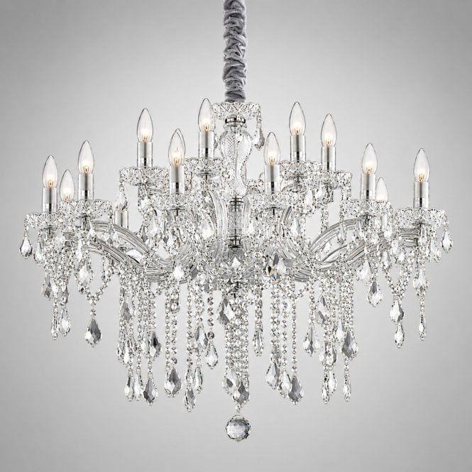 Ideal Lux Florian SP18 Silver Crystal Chandelier 18 Light 860mm