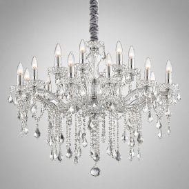 Ideal Lux Florian SP18 Silver Crystal Chandelier 18 Light 860mm