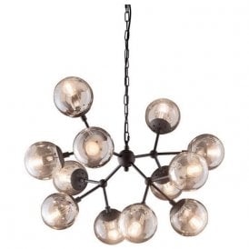 Ideal Lux Kepler sp12 Pendant Light, Amber Glass & Black