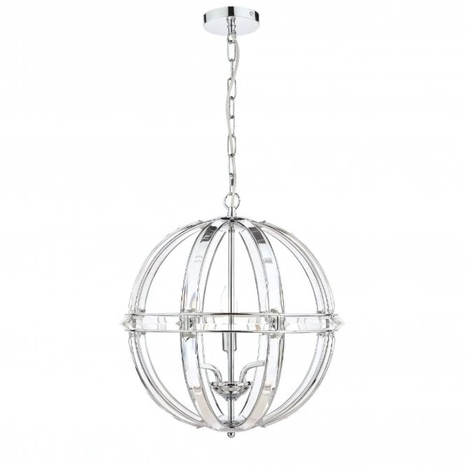  Aidan 3 Light Glass & Polished Chrome Globe Chandelier