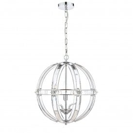 Laura Ashley Aidan 3 Light Glass & Polished Chrome Globe Chandelier