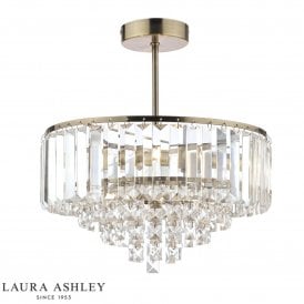 Laura Ashley Vienna 3 Light Crystal Pendant Light Antique Brass
