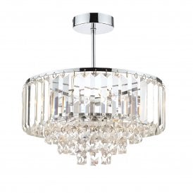 Laura Ashley Vienna 3 Light Crystal Pendant Light Polished Chrome