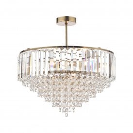 Laura Ashley Vienna 5 Light Crystal Pendant Light Antique Brass