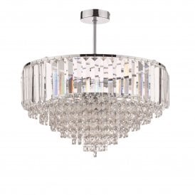 Laura Ashley Vienna 5 Light Crystal Pendant Light Polished Chrome