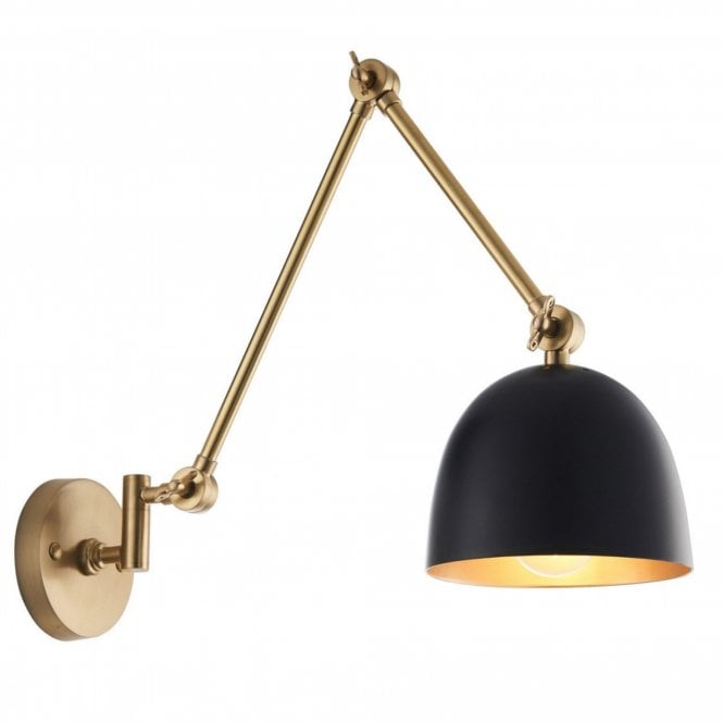 Lehal Swing Arm Wall Light, Matt Black & Brass