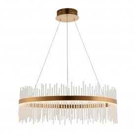 Lightplan Collection Aura Glass Rod Large Pendant, Gold