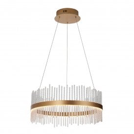 Lightplan Collection Aura Glass Rod Medium Pendant, Gold