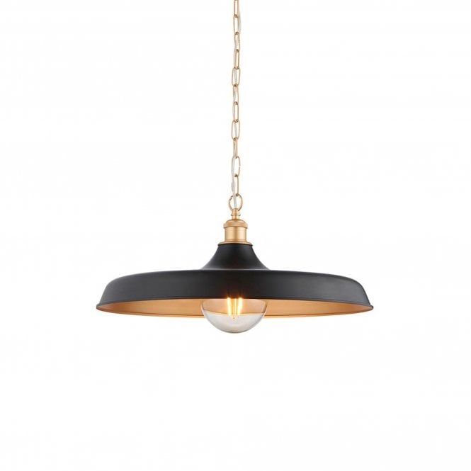  Brooklyn Pendant Light, Matt Black & Satin Gold