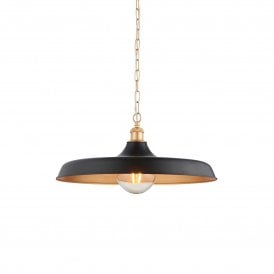 Lightplan Collection Brooklyn Pendant Light, Matt Black & Satin Gold