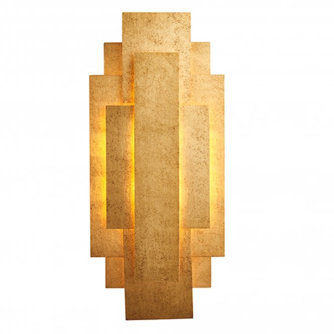  Gatsby Rectangular Panel Wall Light, Antique Gold