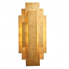 Lightplan Collection Gatsby Rectangular Panel Wall Light, Antique Gold