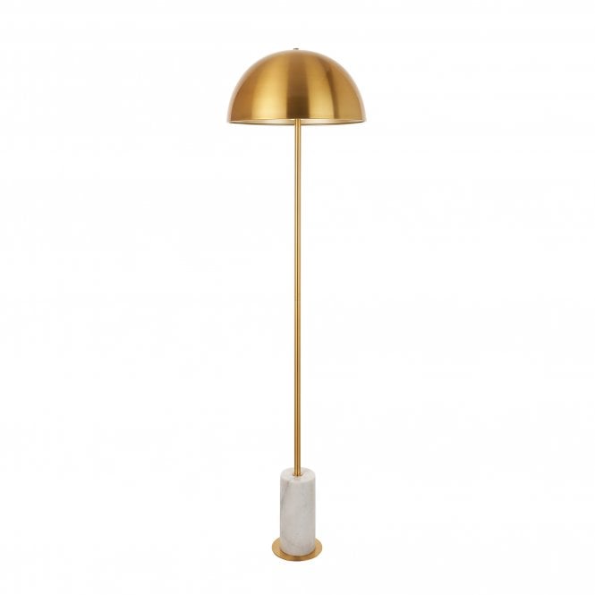  Guggenheim White Marble Floor Light, Brushed Aged Brass