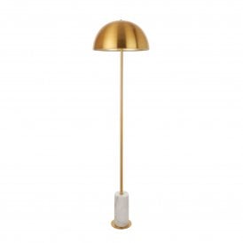 Lightplan Collection Guggenheim White Marble Floor Light, Brushed Aged Brass