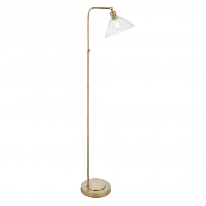  Harper Clear Glass Floor Lamp, Antique Brass