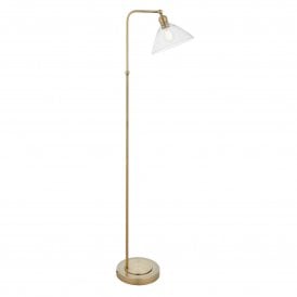 Lightplan Collection Harper Clear Glass Floor Lamp, Antique Brass