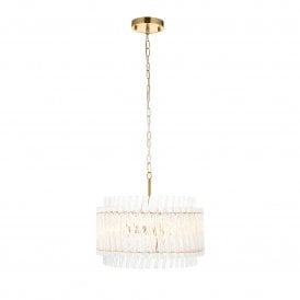 Lightplan Collection Lucent 3 Light Pendant, Brushed Aged Brass and Clear Glass