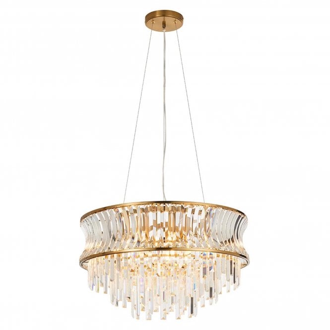  Marquise 9 Light Pendant with Concave Clear Glass, Brushed Warm Brass