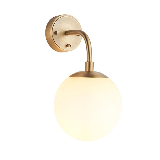  Mercer Wall Light Opal Glass Shade and Matt Antique Brass