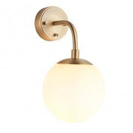 Lightplan Collection Mercer Wall Light Opal Glass Shade and Matt Antique Brass