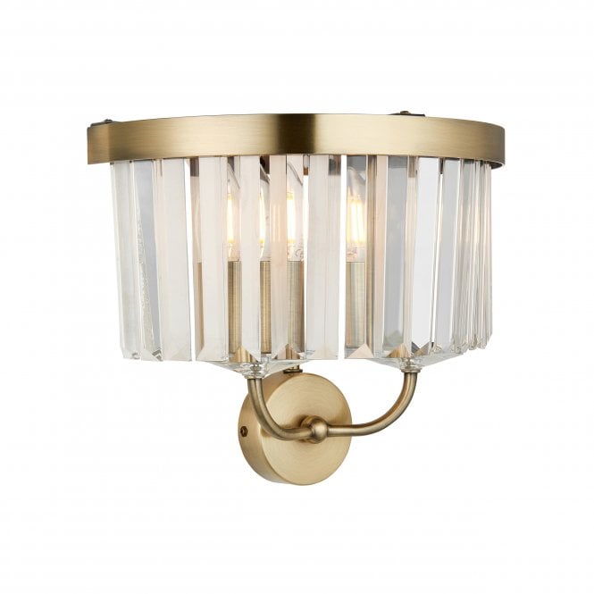  Savoy Cut Glass Wall Light, Antique Brass