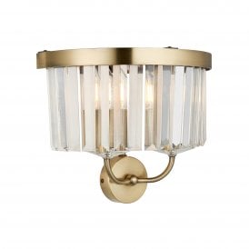 Lightplan Collection Savoy Cut Glass Wall Light, Antique Brass