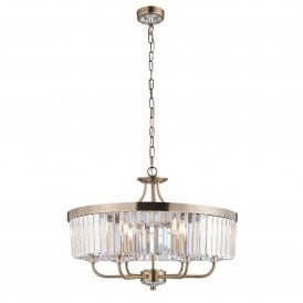 Lightplan Collection Savoy Round Cut Glass Pendant, Antique Brass