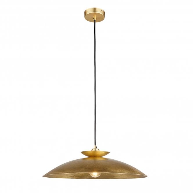  Solis Hammered Disc Pendant Light, Brass