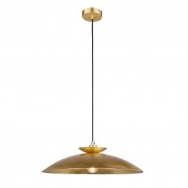Lightplan Collection Solis Hammered Disc Pendant Light, Brass