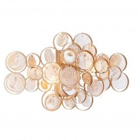 Lightplan Collection Verona Wall Light, Clear & Amber Glass, Antique Gold