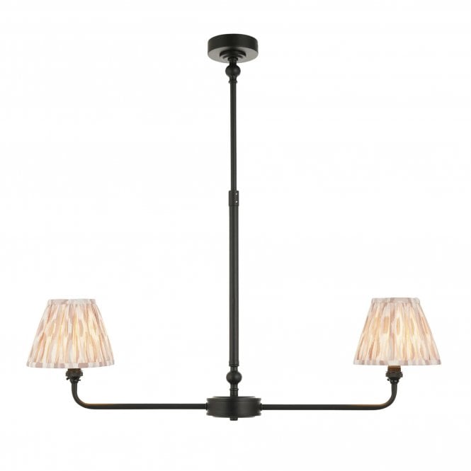 Lille & Ikat 2 Light Linear Pendant, Matt Black & Natural