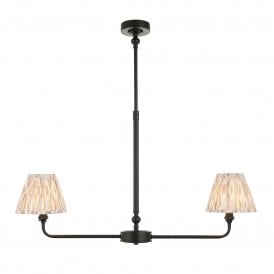 Lille & Ikat 2 Light Linear Pendant, Matt Black & Natural