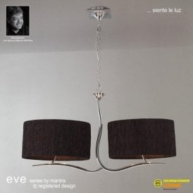 Mantra Eve M1130 Polished Chrome Two Arm Four Light Pendant With Black Shade