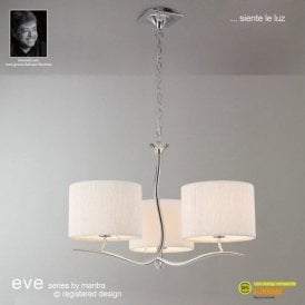 Mantra Eve M1131 Polished Chrome Three Light With White Shade Pendant